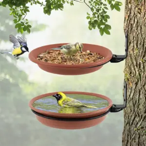Tree Wall Mounted Bird Tray for Feeder and Bath With Heavy Duty Iron Ring Multifunctional Bird Feeding Trays for Garden Balcony