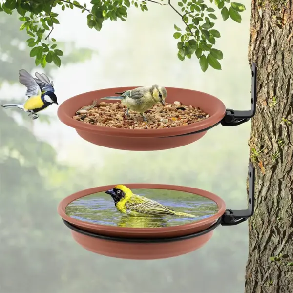 Tree Wall Mounted Bird Tray for Feeder and Bath With Heavy Duty Iron Ring Multifunctional Bird Feeding Trays for Garden Balcony