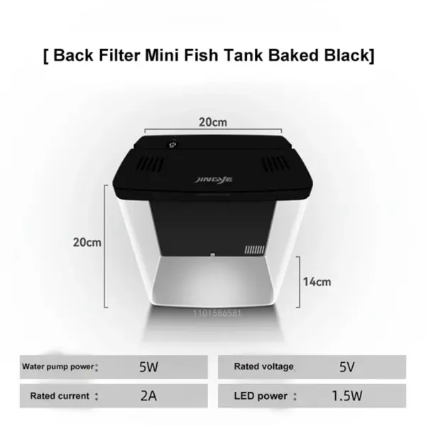 USB 5L Aquarium Fish Tank No Water Change Self-circulating Ecological Fish Tank with Slient Pump Led Lamp for Office Home - Image 5