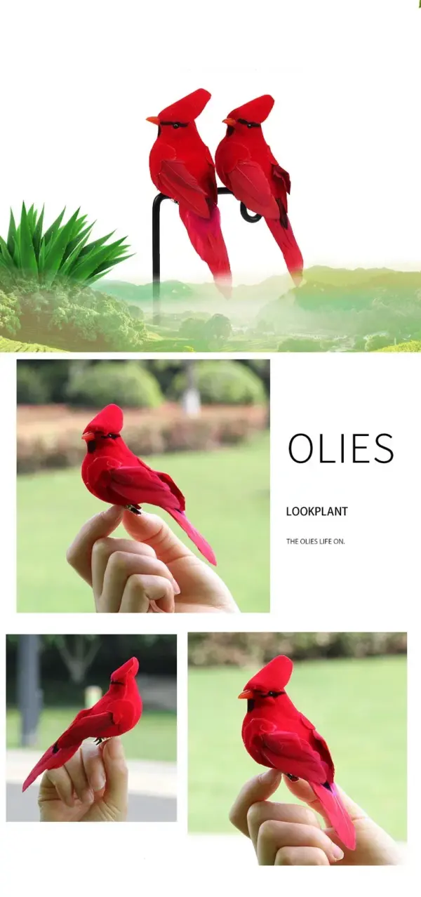 Hot 2pcs Simulation Feather Birds with Clips for Garden Lawn Tree Decor Handicraft Red Birds Figurines Home Decoration - Image 22