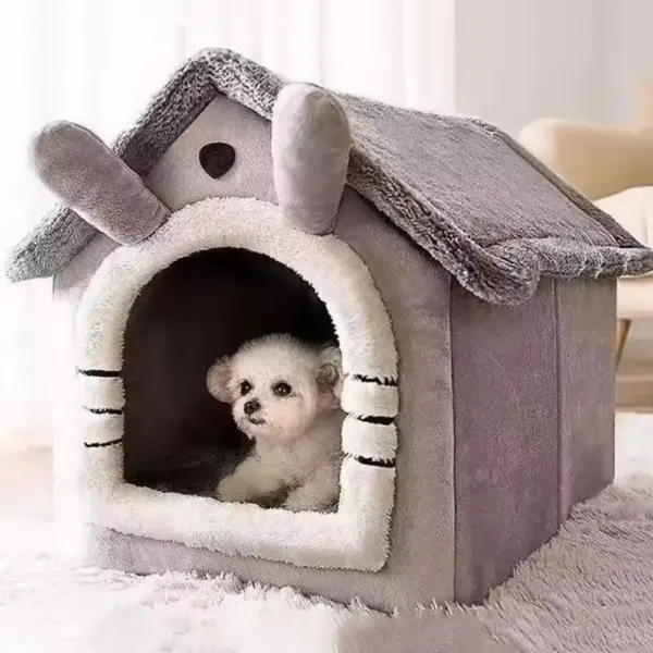 Verdicktes Haustier warmes Haus Katze und Hundehütte Winter warm universell für alle Jahreszeiten abnehmbar und wasch bar niedlich neu bequem - Image 4