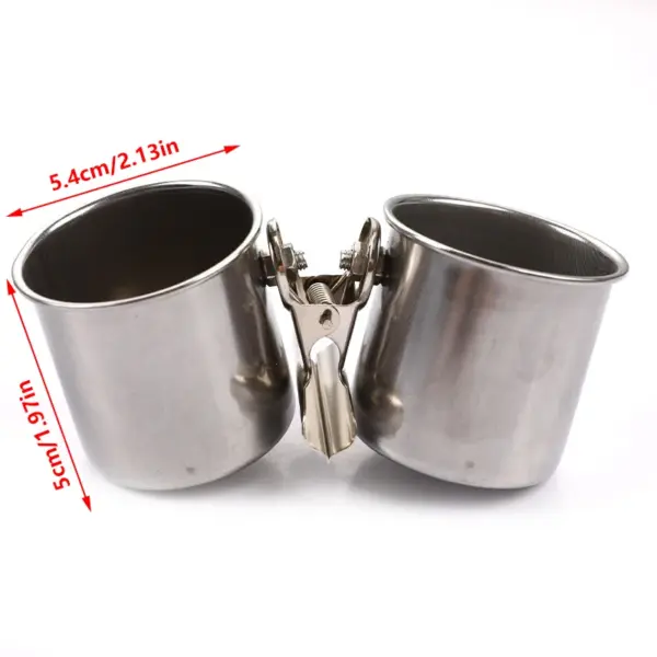 Stainless Steel Birds Parrot Feeder Round  Aviary Pet Food Water Feeding Bowl - Image 8