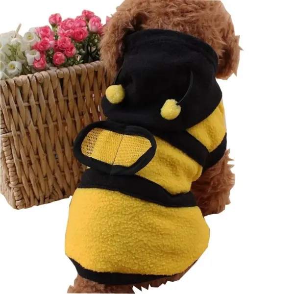 Bee Pet Puppy Coat Apparel Outfit Fleece Clothes Dog Cat Hoodie Fancy Costume  Halloween Cosplay Sweater Dog Hoodies - Image 3