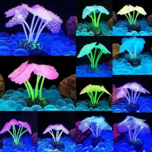 Aquarium Zubehör Anemone Unkraut Fisch Zubehör Kunststoff dekorieren Dekoration simulieren künstlich leuchtende Pflanzen Wasser