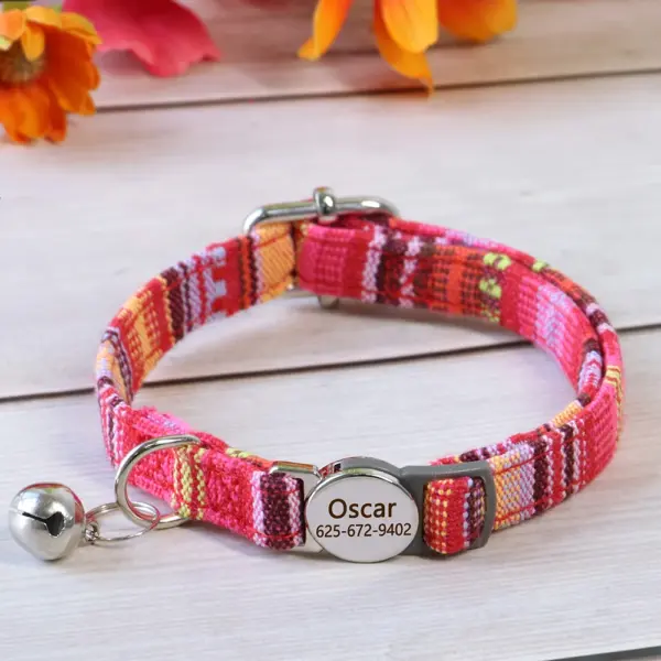 Personalisiertes Nylon-Katzenhalsband mit Schnellverschluss für Welpen und Katzen, Sicherheitshalsbänder für Haustiere, Kätzchen, kostenlos graviert, verstellbar - Image 20