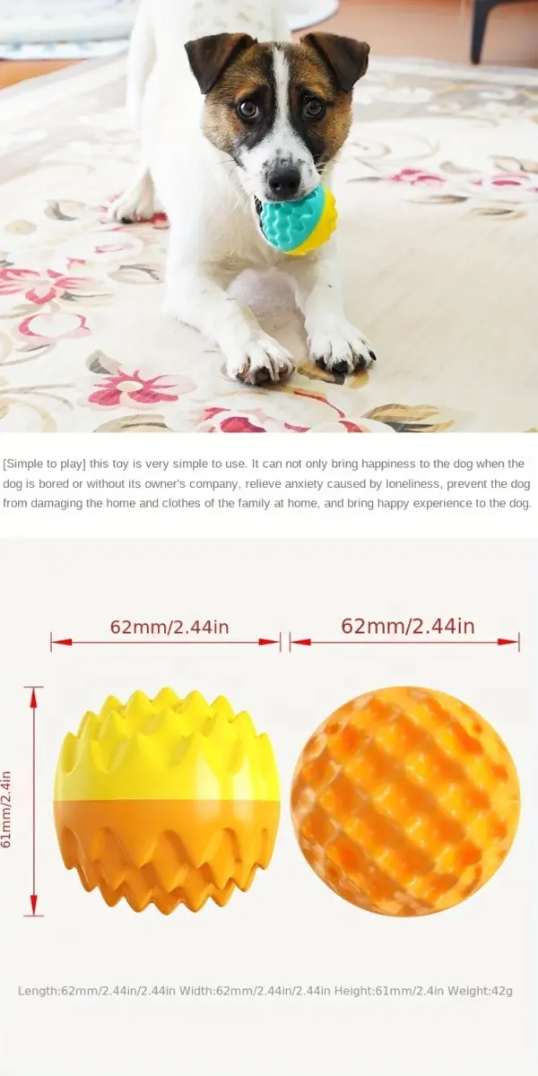 Haustier-Spielzeugball, kaubar, Backenzahn, Zahnreinigung, bissfestes Katzenspielzeug, kaubar und klingend, elastischer Hundespielzeugball - Image 11