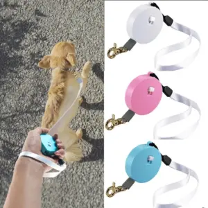 Retractable Dog Leash 2m Length Mini Pocketable with Adjustable Metal Carabiner for S/M Size Puppy and Kitty Pet Automatic Leash