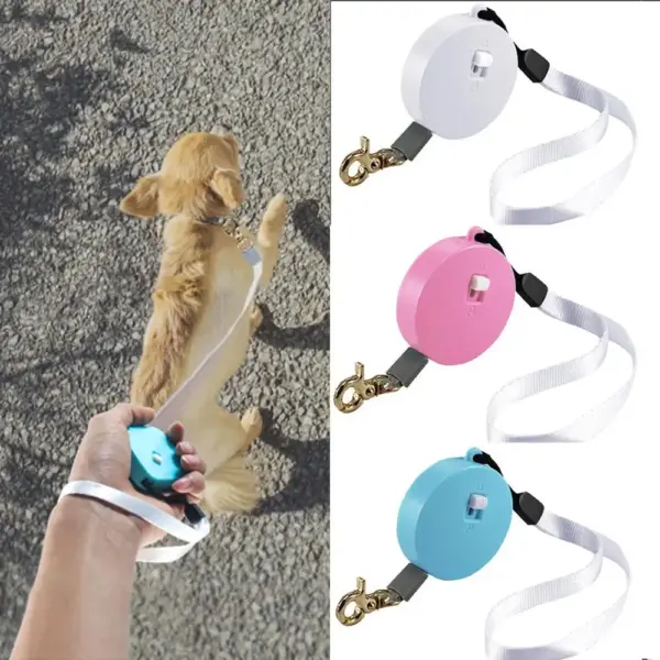 Retractable Dog Leash 2m Length Mini Pocketable with Adjustable Metal Carabiner for S/M Size Puppy and Kitty Pet Automatic Leash
