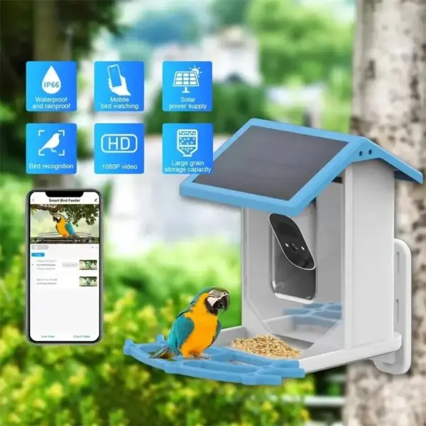 Smart Bird Feeder with Camera 1080P HD Camera Solar Panel Low Power Night Vision IPX6 Waterproof 4G or WIFI Connect - Image 2