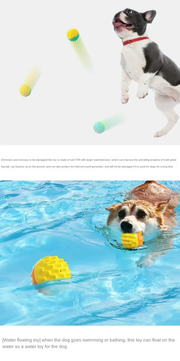 Haustier-Spielzeugball, kaubar, Backenzahn, Zahnreinigung, bissfestes Katzenspielzeug, kaubar und klingend, elastischer Hundespielzeugball - Image 9
