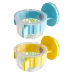 2Pieces Plastic Bird Feeders Lovebird Drinking Cup For Parrots And Budgies .Y1QB