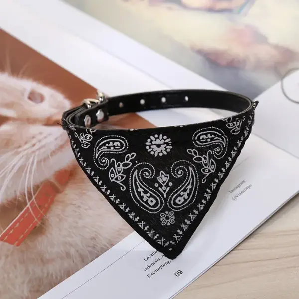 PU-Katzen-Hundehalsband mit Schal für kleine und mittelgroße Hunde, Chihuahua, Corgi, Welpe, verstellbare Halsbänder, Heimtierbedarf, Zubehör für Perros - Image 3