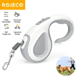 ROJECO Retractable Dog Leash Automatic 5M Extendable Rope For Outdoor Travel Walking Hiking Running Dog Pet Lead Traction Rope