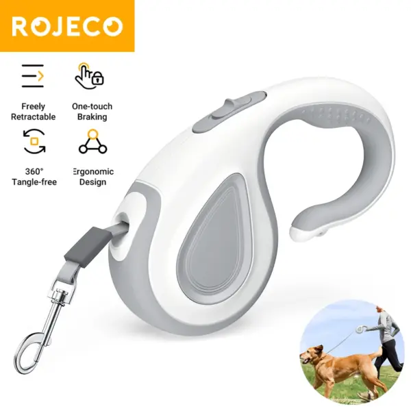 ROJECO Retractable Dog Leash Automatic 5M Extendable Rope For Outdoor Travel Walking Hiking Running Dog Pet Lead Traction Rope