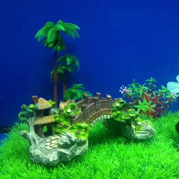 Aquarium Zubehör Laube Baum Pflanze gefälschte Landschafts bau Aquarium Ornament künstliche Brücke Steingarten Harz Aquarium Ornamente - Image 15
