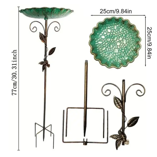 Bird Bath Bowl Patio Birdfeeder Metal Standing Birdbath Bowl Decorations Frost-proof Height Adjustable For Backyard Deck Balcony - Image 11