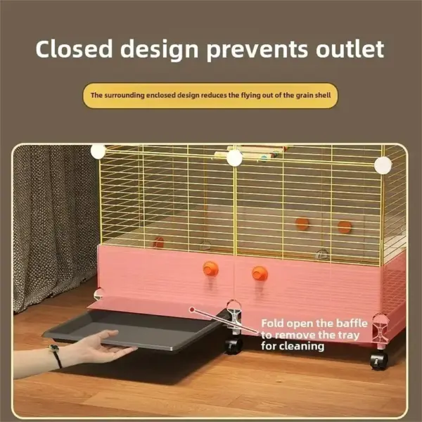 Bird Cage Parrot Cage White Yellow Three-layer Indoor Large Space Villa Style Splash-proof Solid Appearance Beautiful - Image 4