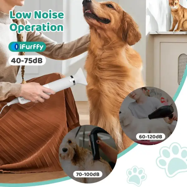 Hunde-Haartrockner, 5-in-1, tragbarer Hand-Haartrockner für Katzen, intelligente Temperatureinstellung, Pflegebürste, für Reisen und Zuhause, Haustier-Haartrockner - Image 5