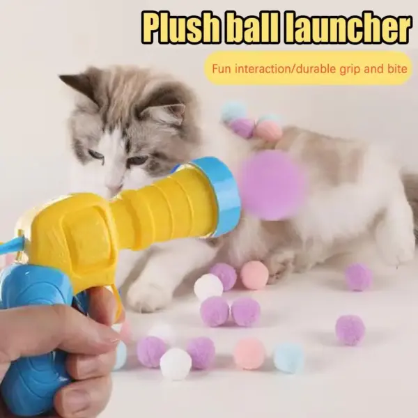 Katzen spielzeug interaktives Start trainings spielzeug für Haustier Kätzchen kreative Mini-Schieß waffen spiele Stretch Plüsch ballspiel zeug Haustier bedarf - Image 9