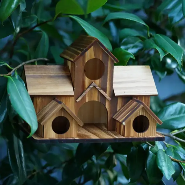 Bird House Room Wood Families Bluebird Finch Hanging Birdhouse For Garden Waterproof And Wear-resistant Pet Supplies - Image 6