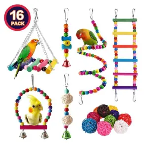 7PCS/16PCS Bird Toy Set for Parrots Variety Toys for Bird Cage Accessories Safe and Durable Bird Toys for Cockatiels Parakeets