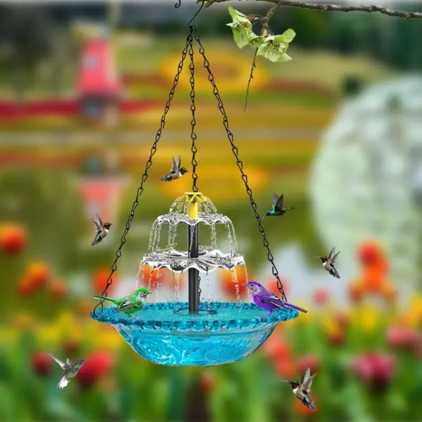 Hanging Bird Bath With Solar ,Multi-Functional Basin For Bird Bath, Feeder And Drinking,Solar Powered Water For Bird Bath - Image 5