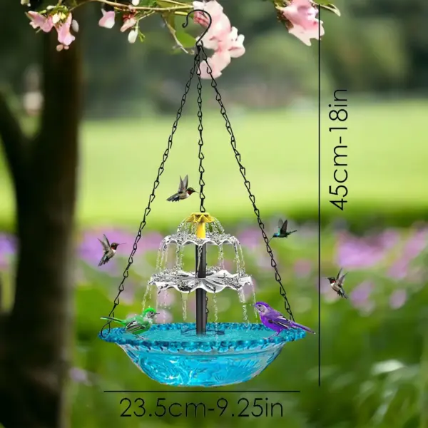 Hanging Bird Bath With Solar ,Multi-Functional Basin For Bird Bath, Feeder And Drinking,Solar Powered Water For Bird Bath - Image 4