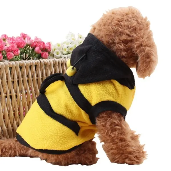 Bee Pet Puppy Coat Apparel Outfit Fleece Clothes Dog Cat Hoodie Fancy Costume  Halloween Cosplay Sweater Dog Hoodies - Image 5