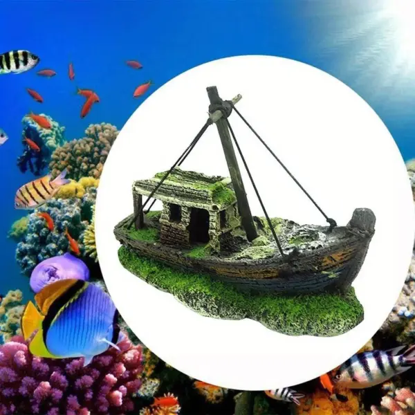 Aquarium Fish Tank Landscape Wreck Ship Decor Resin Boat Ornament Aquarium Accessories Decoration - Image 4