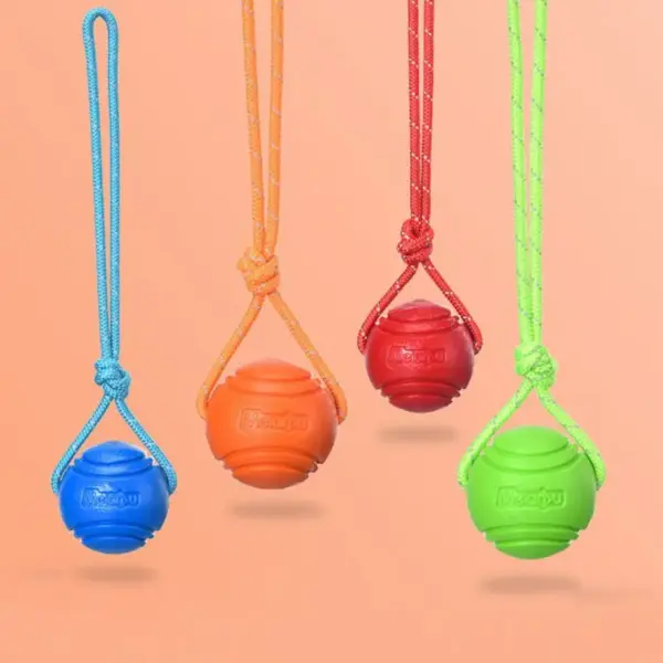 Hundeball-Spielzeug, federnde Gummiball, Kauspielzeug, Haustier-Hunde-Spielzeugball mit Schnur, interaktives Spielzeug für große Hunde, Welpen-Spiele, Spielzeug - Image 5