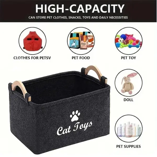 Filz Haustier Spielzeug Box Katze und Hund Spielzeug Lagerung Box Haustier Box Spielzeug Lagerung Box, geeignet für Die Organisation Von Haustier Liefert Kragen Zubehör - Image 2