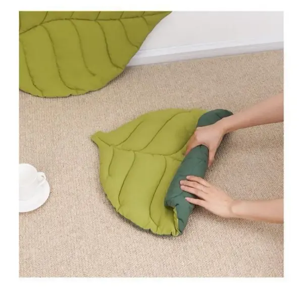 Katzen bett matten weiche Baumwolle Blatt geformt Kätzchen Katze Hündchen Bett matte Schlaf decke Home Haustiere doppelseitige Pad Boden teppiche wasch bar - Image 5