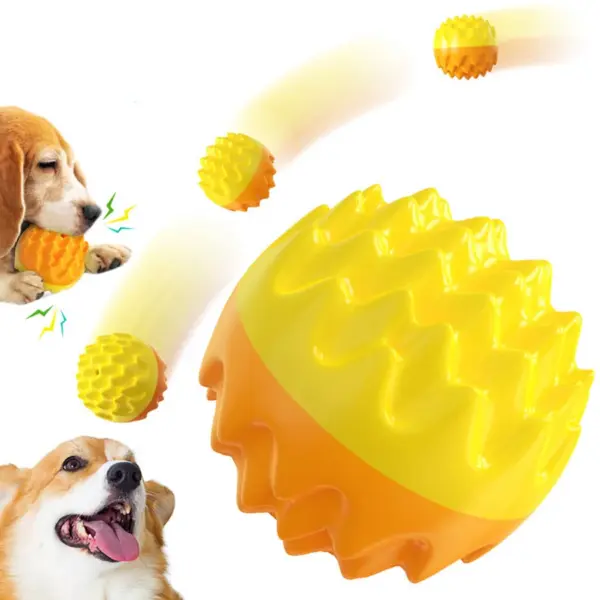 Haustier-Spielzeugball, kaubar, Backenzahn, Zahnreinigung, bissfestes Katzenspielzeug, kaubar und klingend, elastischer Hundespielzeugball - Image 3