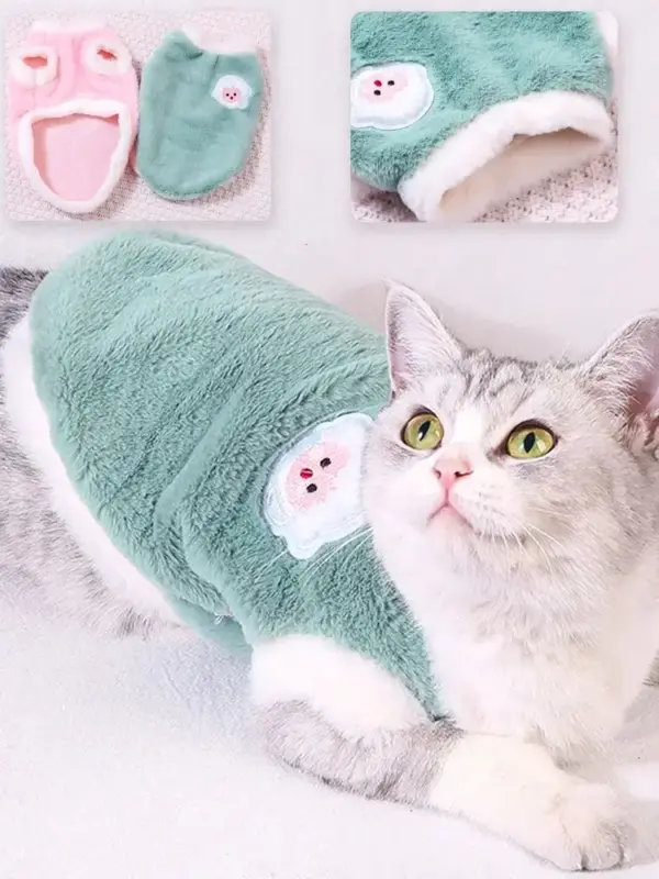 Soft Cat Clothes For Small Medium Dog Cats Pets Warm Kittens Clothes for Winter Kitten Small Kitten Stuff Clothing Vests - Image 9