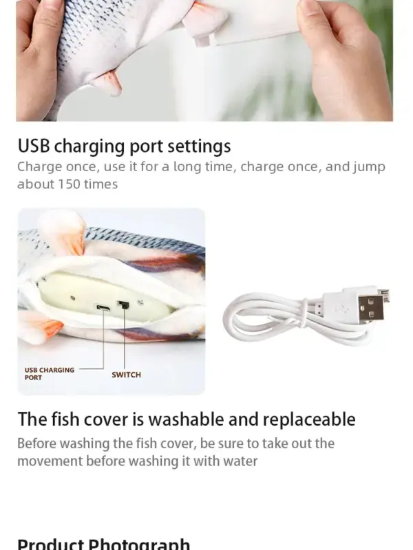 Katze Hund Spielzeug Fisch USB Lade Elektrische Floppy Simulation Fisch Interaktive Ausbildung Zähne Schleifen Haustier Kauen Spielzeug - Image 13