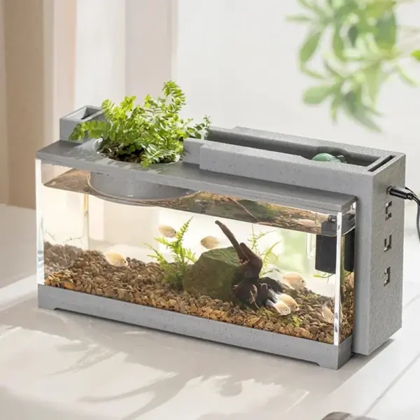 Kleines Aquarium, kreativer Nachahmungsstein, Landschaftsbau, Aquarium mit Filter, geräuschlose Wasserpumpe, Heim-Aquarium-Zubehör, Zubehör - Image 3