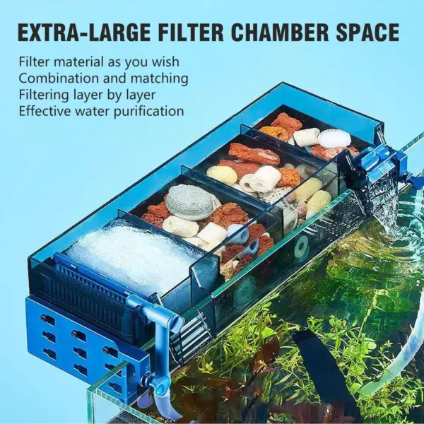 Aquarium-Filter mit Wasserfall-Sauerstoffreicherung. Geeigneter Mehrschichtiger Filter. Ohne Filtermaterial - Image 3