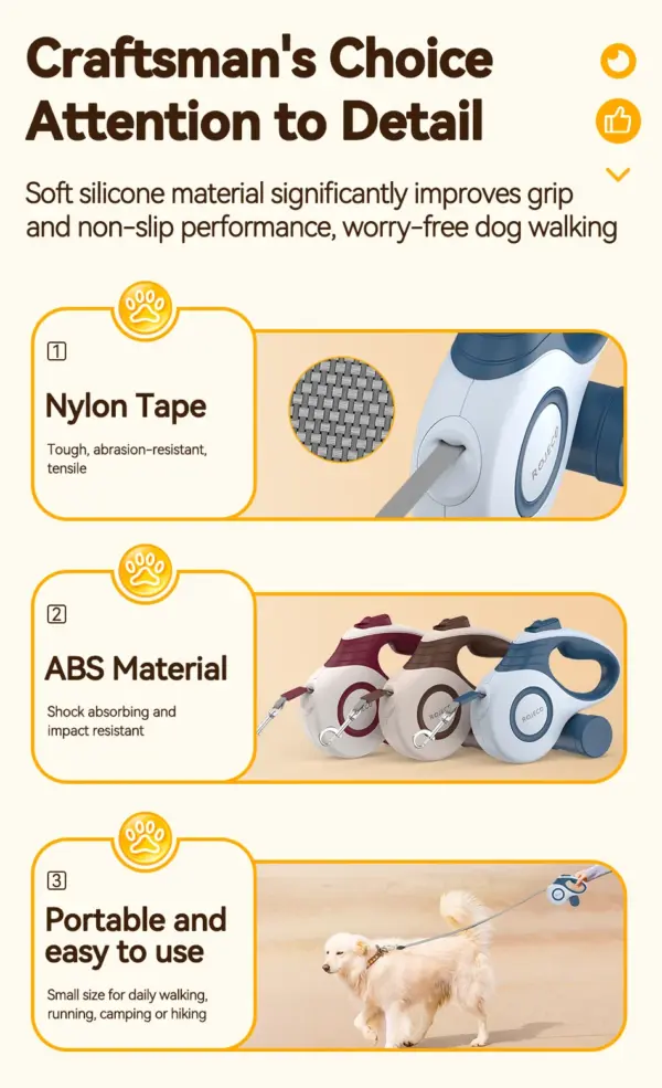 ROJECO Automatic Retractable Dog Leash 3M/5M Extendable Rope For Outdoor Travel Walking Hiking Small Dogs Traction Rope Cat Lead - Image 19