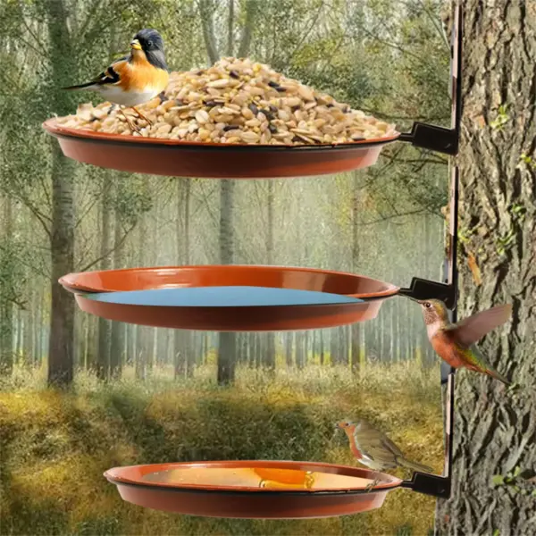 Tree Wall Mounted Bird Tray for Feeder and Bath With Heavy Duty Iron Ring Multifunctional Bird Feeding Trays for Garden Balcony - Image 7