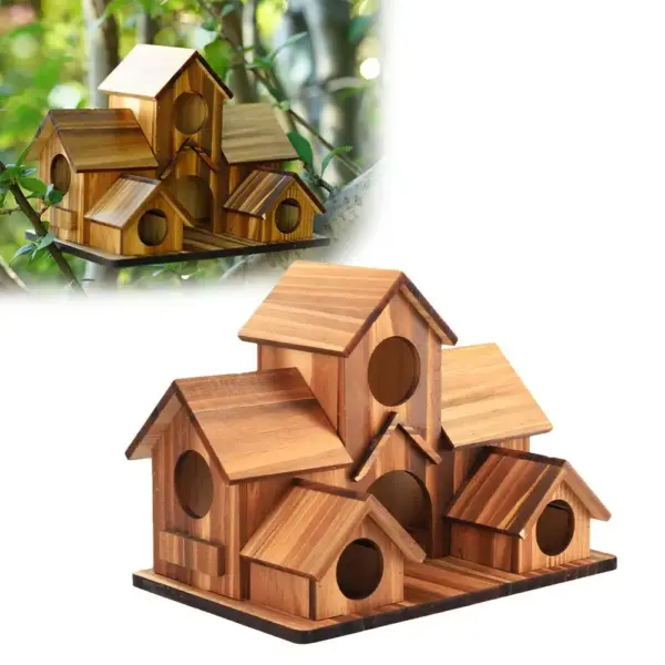 Bird House Room Wood Families Bluebird Finch Hanging Birdhouse For Garden Waterproof And Wear-resistant Pet Supplies - Image 2