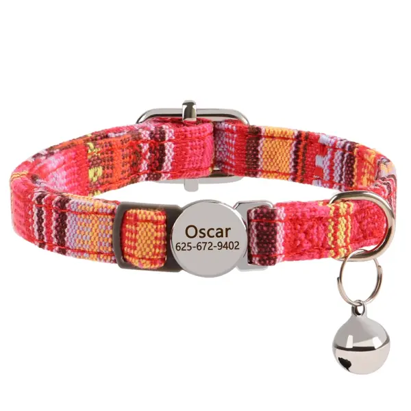 Personalisiertes Nylon-Katzenhalsband mit Schnellverschluss für Welpen und Katzen, Sicherheitshalsbänder für Haustiere, Kätzchen, kostenlos graviert, verstellbar - Image 11