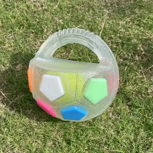 Tier-Hundespielzeug, Fußball, langlebig, TPR, interaktives Katzenballspielzeug mit Griff, Zähneknirschen und Training - Image 3