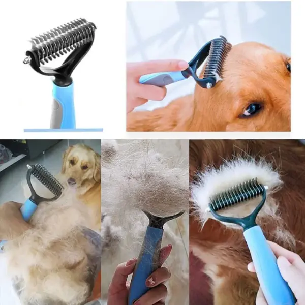 Dog Deshedding Brush Professional Pet Shedding Brush for Dogs Cats Fur Knot Cutter Double sided Pet Grooming Clean Comb - Image 20