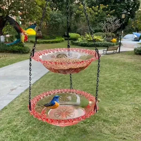 New Bird Flower Shaped Hanging Bird Feeder Birdbath For Garden Yard Farm Supplies Hummingbird Feeder Supplies Birdbath Bird Bath - Image 9