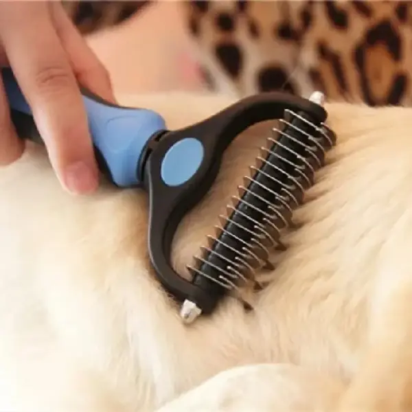 Dog Deshedding Brush Professional Pet Shedding Brush for Dogs Cats Fur Knot Cutter Double sided Pet Grooming Clean Comb - Image 5
