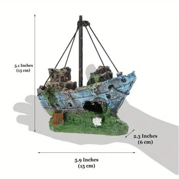 Aquarium Fish Tank Landscape Wreck Ship Decor Resin Boat Ornament Aquarium Accessories Decoration - Image 3