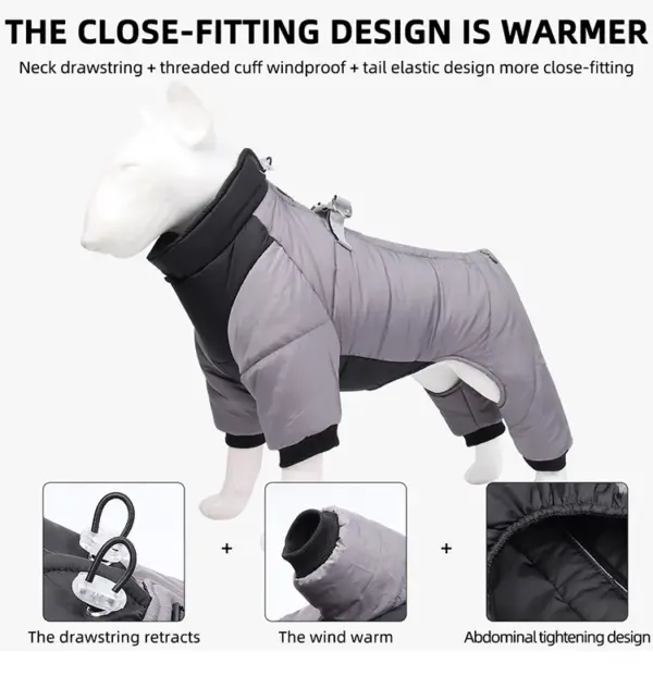 Dog Clothes Four Feet Clothing Warm Winter Coat Reflective Rainproof Dog Clothes Windproof Overall for Dogs Pet Cotton Clothes - Image 16