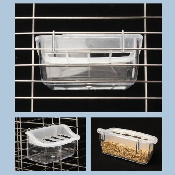Bird Feeding Box Splashproof Dispenser Parrots Feeding Bowl Birds Cage Hanging Feeder Plastic Dropshipping - Image 4