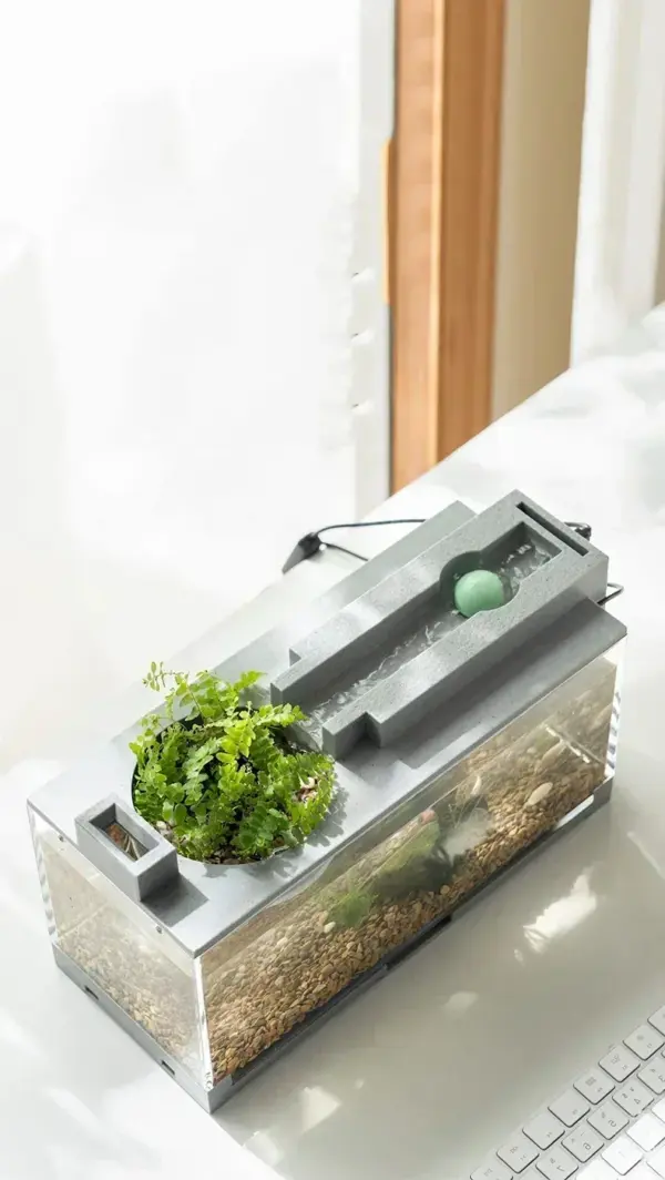 Kleines Aquarium, kreativer Nachahmungsstein, Landschaftsbau, Aquarium mit Filter, geräuschlose Wasserpumpe, Heim-Aquarium-Zubehör, Zubehör - Image 10