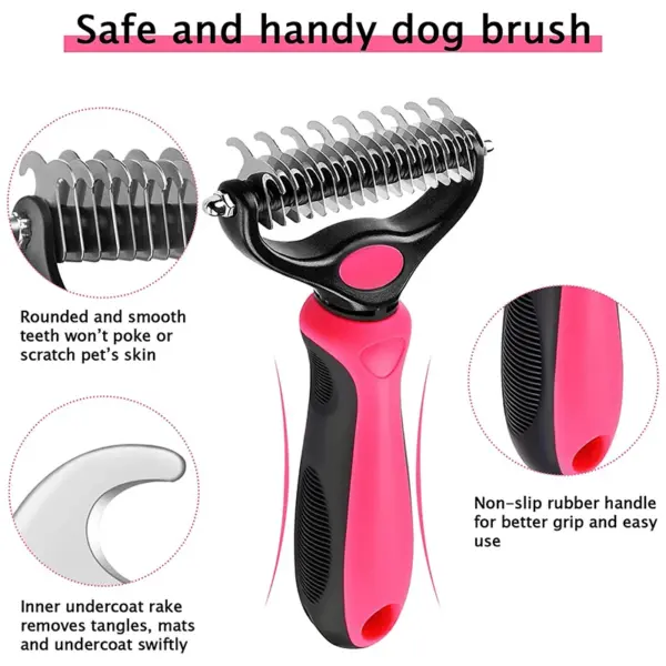 Dog Deshedding Brush Professional Pet Shedding Brush for Dogs Cats Fur Knot Cutter Double sided Pet Grooming Clean Comb - Image 3